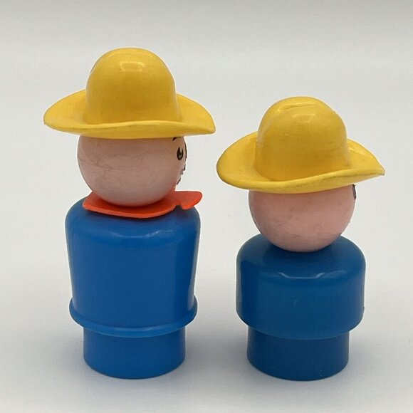 Vintage Fisher Price Little People Farmer & Son Blue body Yellow Hat Farm Figure - Picture 2 of 7